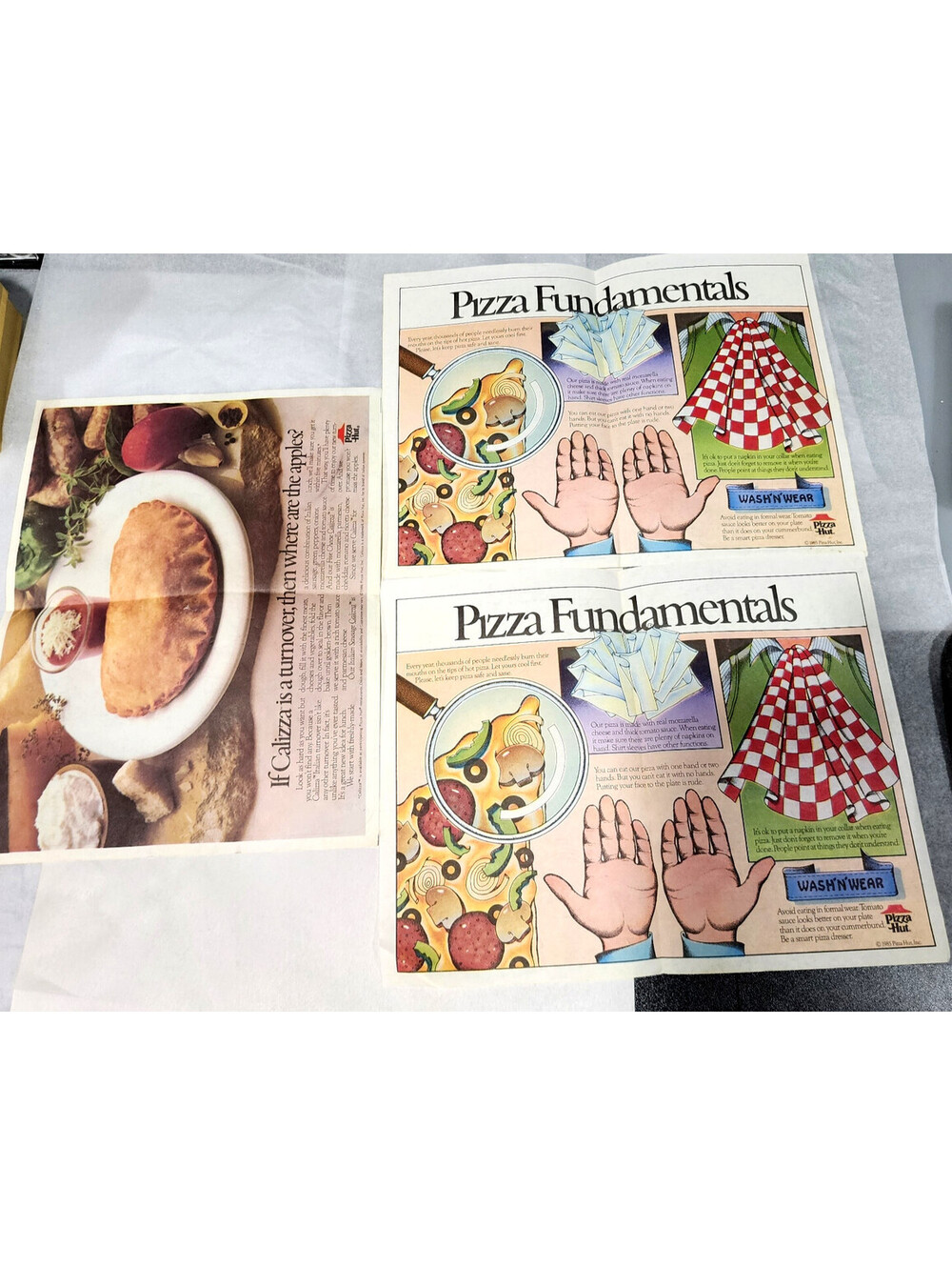 Vintage 1985 Pizza Hut Calizza Ad Lot Care Bears Discontinued Food Ephemera